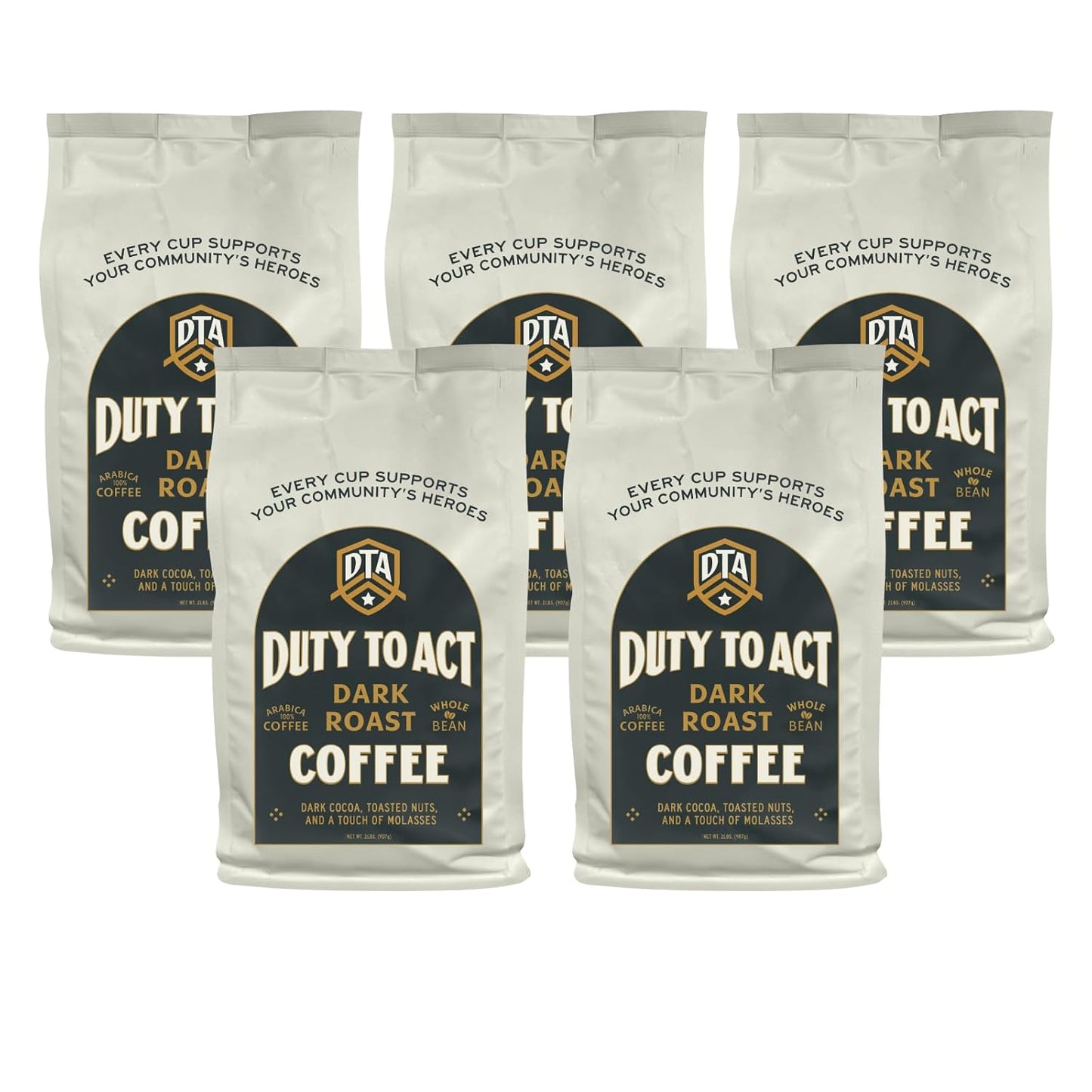 Duty to Act Dark Roast Whole Coffee Beans, 2 lbs (Pack of 5)