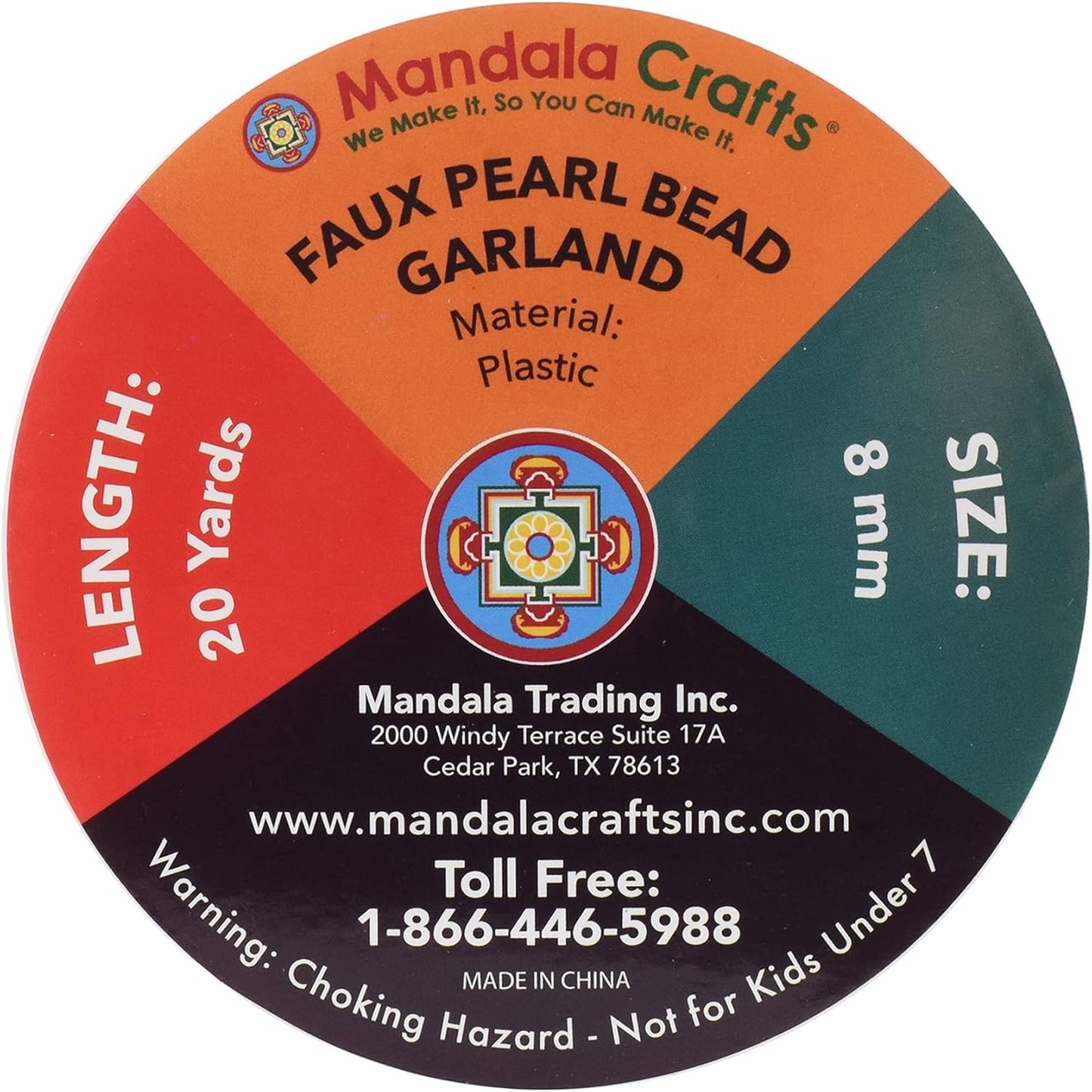 Mandala Crafts 8mm Faux Dark Gold Pearl Beads Roll - 20 Yards Strand of Fake Pearls Chain Garlands Spool String for Christmas Tree, Wedding, Party, Vases, DIY Decoration