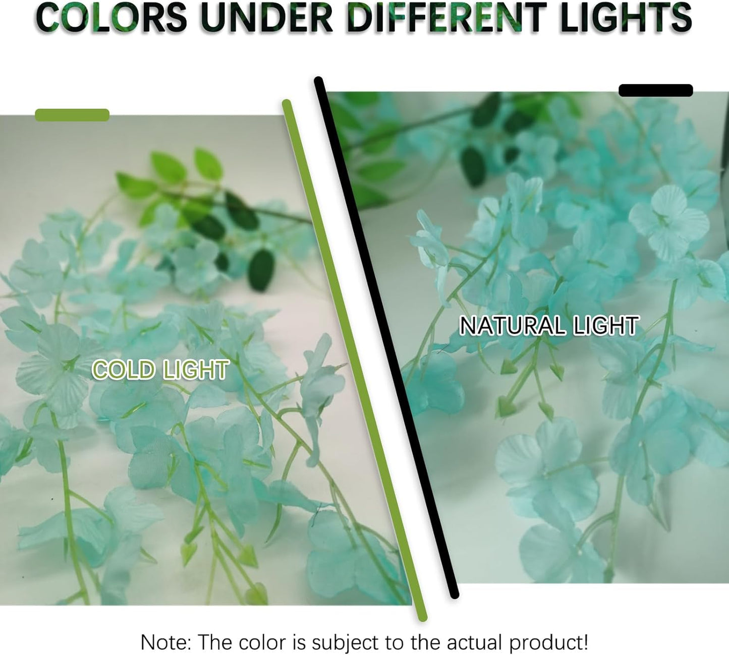 12 Pack Teal Wisteria Hanging Flowers Garland, 3.77 Feet Artificial Flower Vines, Fake Wisteria, Artificial Vines Hanging Garland for Backdrop Outdoor Yard Garden Decor