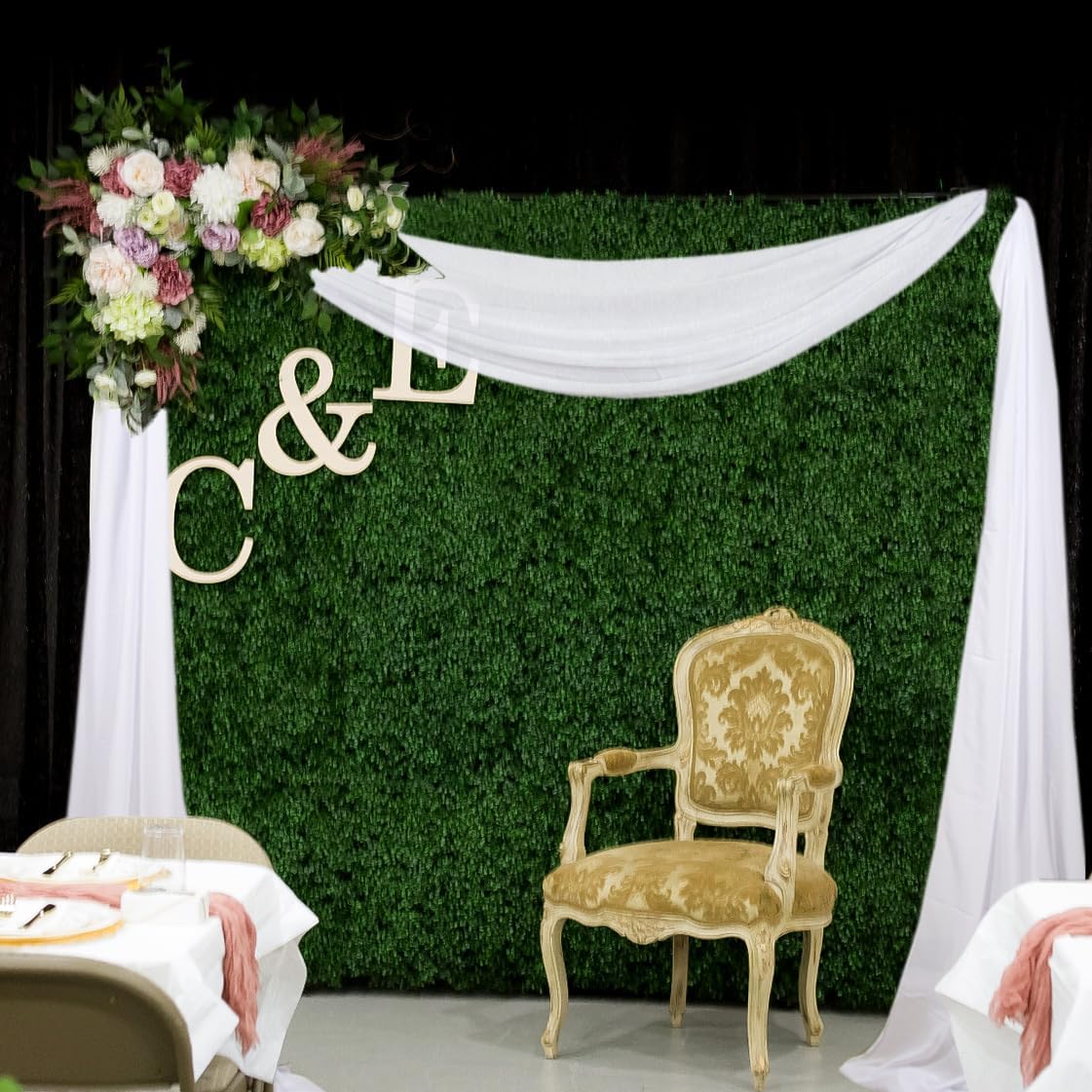 White Wedding Arch Draping Fabric 20Ft Arch for Wedding Ceremony Outside Birch Wood White Chiffon Fabric Drapes Sheer Backdrop Drapes for Party Ceremony Arch Stage