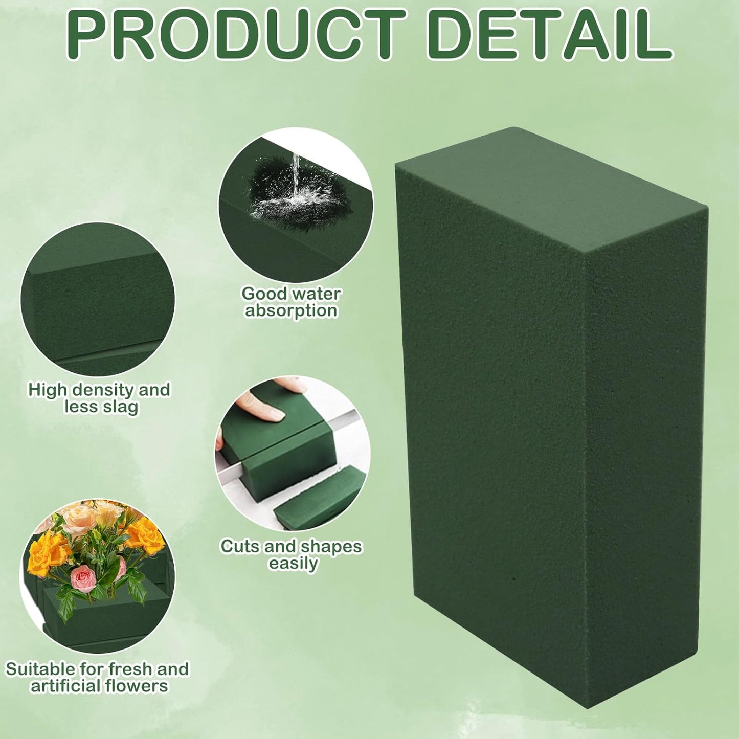 40Pcs Floral Foam Blocks, Floral Foamused for Plant Foam and Flower Green Floral Foam Blocks for Dried and Fresh Flowers Florist Foam Dry Foam for Artificial Flowers Supplies 5.5 X 3.2 X 1.8 in