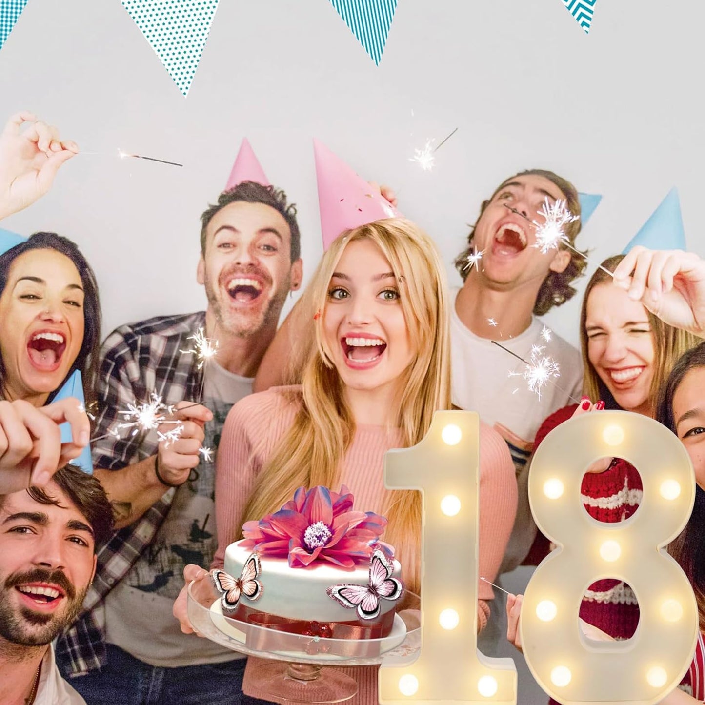 Decorative Led Light Up Numbers, 18th Birthday Decorations, Warm White Led Numbers Lights, Lighted Marquee Number Sign for Sweet 18th Party Decor