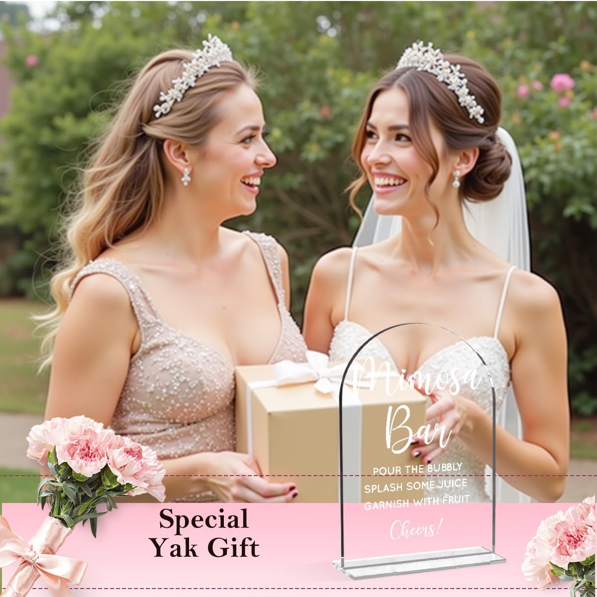 Wedding Mimosa Bar Supplies, Bridal Shower Sign Clear Acrylic Table Sign for Marriage Parties Anniversaries Reception Cafe Hotel Party Bar Business Event