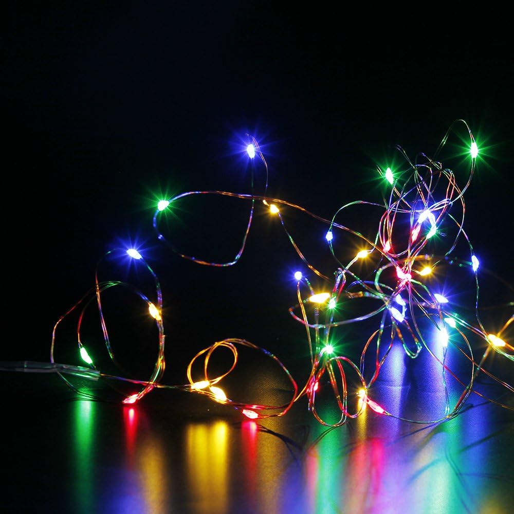 CYLAPEX 6 Pack Multicolor Fairy Lights String Battery Operated Fairy Lights Firefly Lights LED Starry String Lights 3.3ft 20 LEDs Silvery Copper Wire for Christmas DIY Decoration Costume Wedding Party