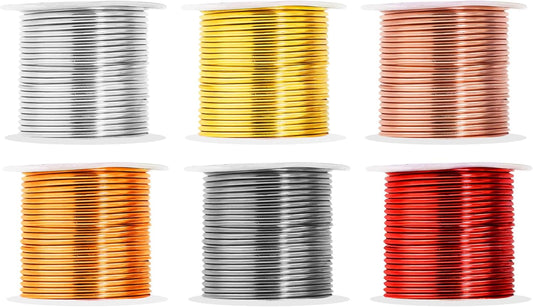 Mandala Crafts 13 Gauge Anodized Aluminum Craft Wire for Jewelry Making - 300 FT Colored Flexible Silver Copper Light Gold Gray Gold Red Wire - Bendable for Bonsai Armature Crafting Sculpting