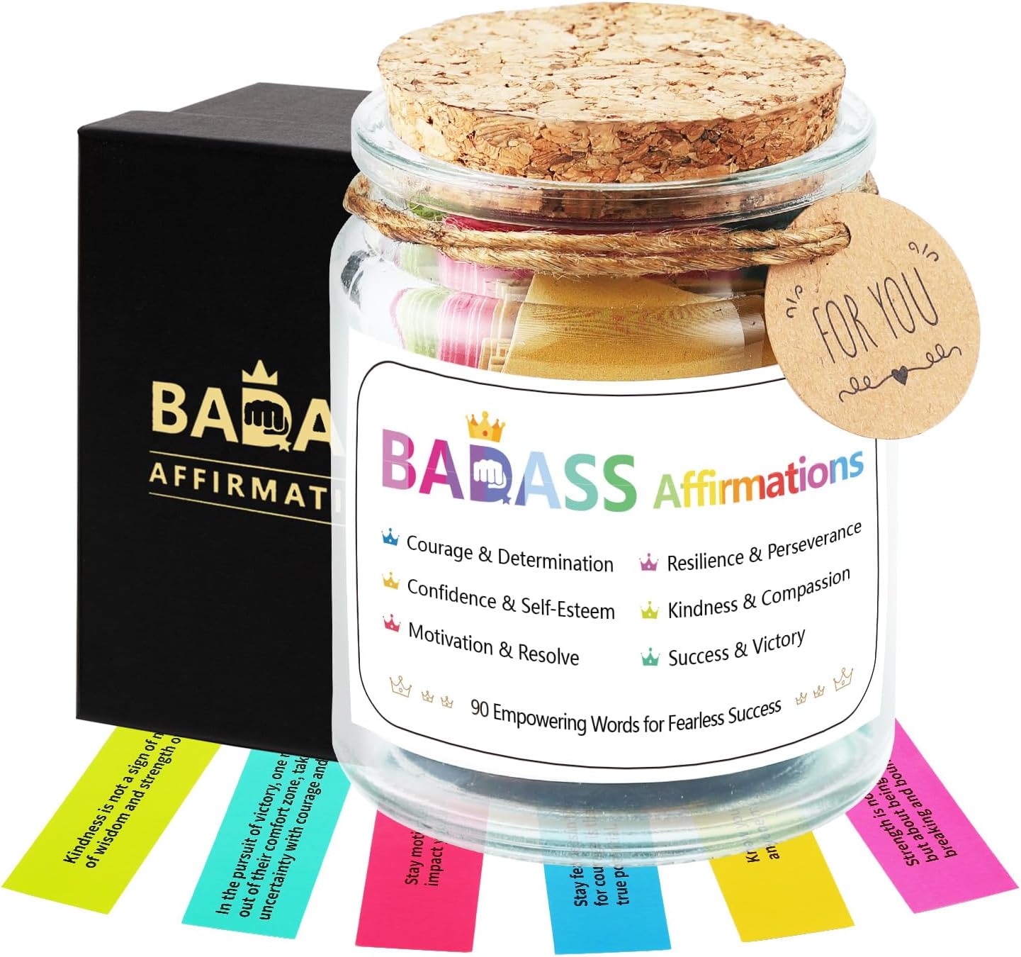 Badass Affirmations Jar Congratulations Graduation Gifts Motivational and Inspirational Gifts for Women Men Boss Unique Funny Christmas Birthday Gift for Sister Coworker Friend