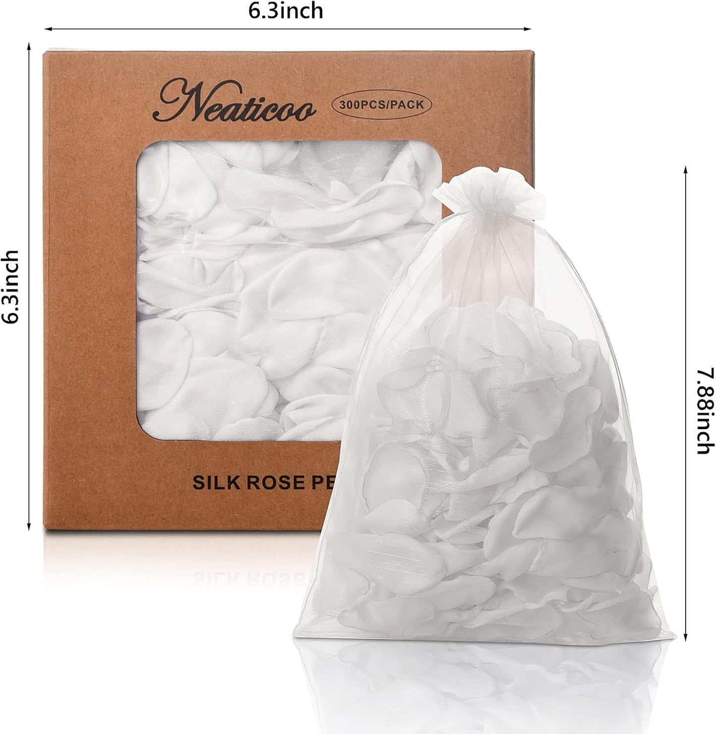 Artificial White Rose Petals 300pcs Silk Rose Petals Fake Flower Petals for Wedding Flower Girl Basket Valentines Day Anniversary Proposal Ceremony Romantic Night Party Decoration (White)