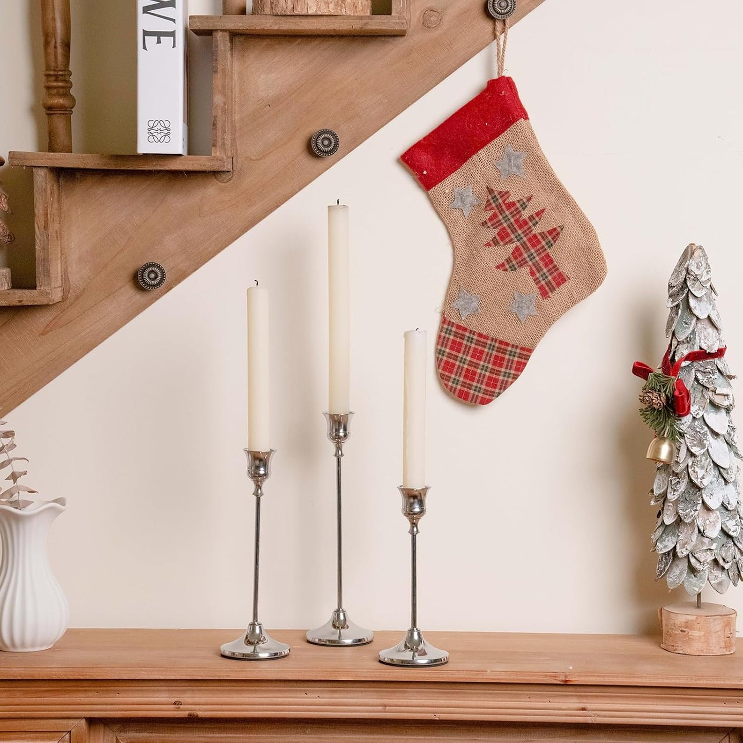 CHILL RECIPE Silver Taper Candle Stick Holders Tall Candle Holder, Vintage Candlesticks Holder Bulk for Home Decor Table Centerpiece Dining Party Festival Decorations (2 Set 6Pcs)