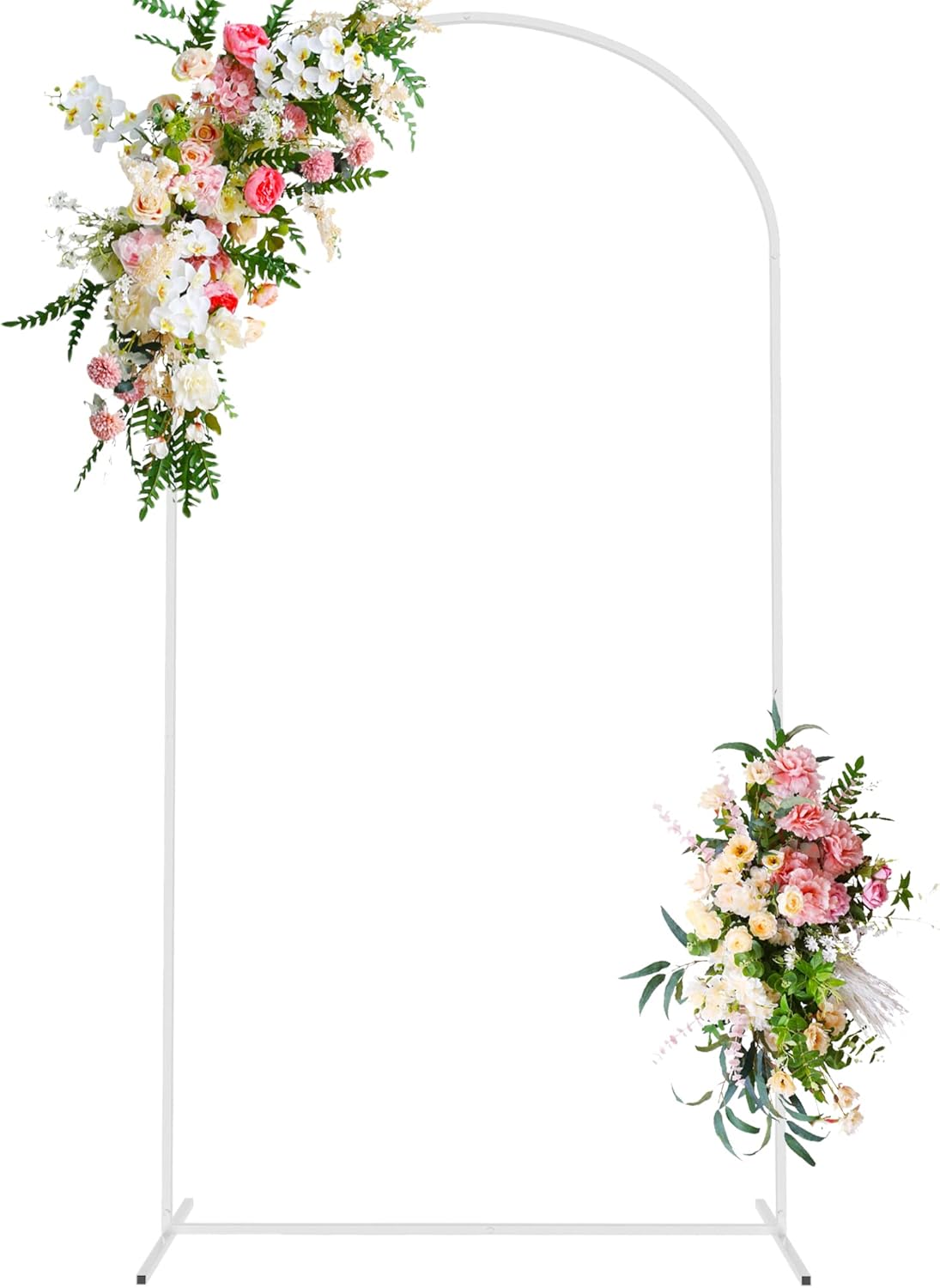 Wokceer Wedding Arch Backdrop Stand 7.2 FT White Metal Chiara Backdrop Stand for Wedding Ceremony Photo Booth Outdoor Indoor Birthday Party Garden Floral Balloon Arch Decoration