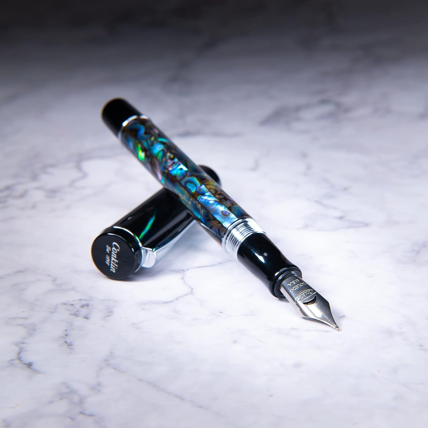 Conklin Duragraph Fountain Pen Abalone Nights - Flex Nib, Dynamic Writing Tool with Exquisite Abalone Finish