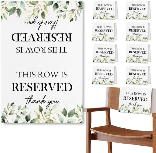 Reserved Seating Chair Signs, This Row Is Reserved Pew Cloths Seating Placeholder for Church Pews, Wedding Decorations for Reception Parties Celebrations Event Meetings (8 PCS, Green)