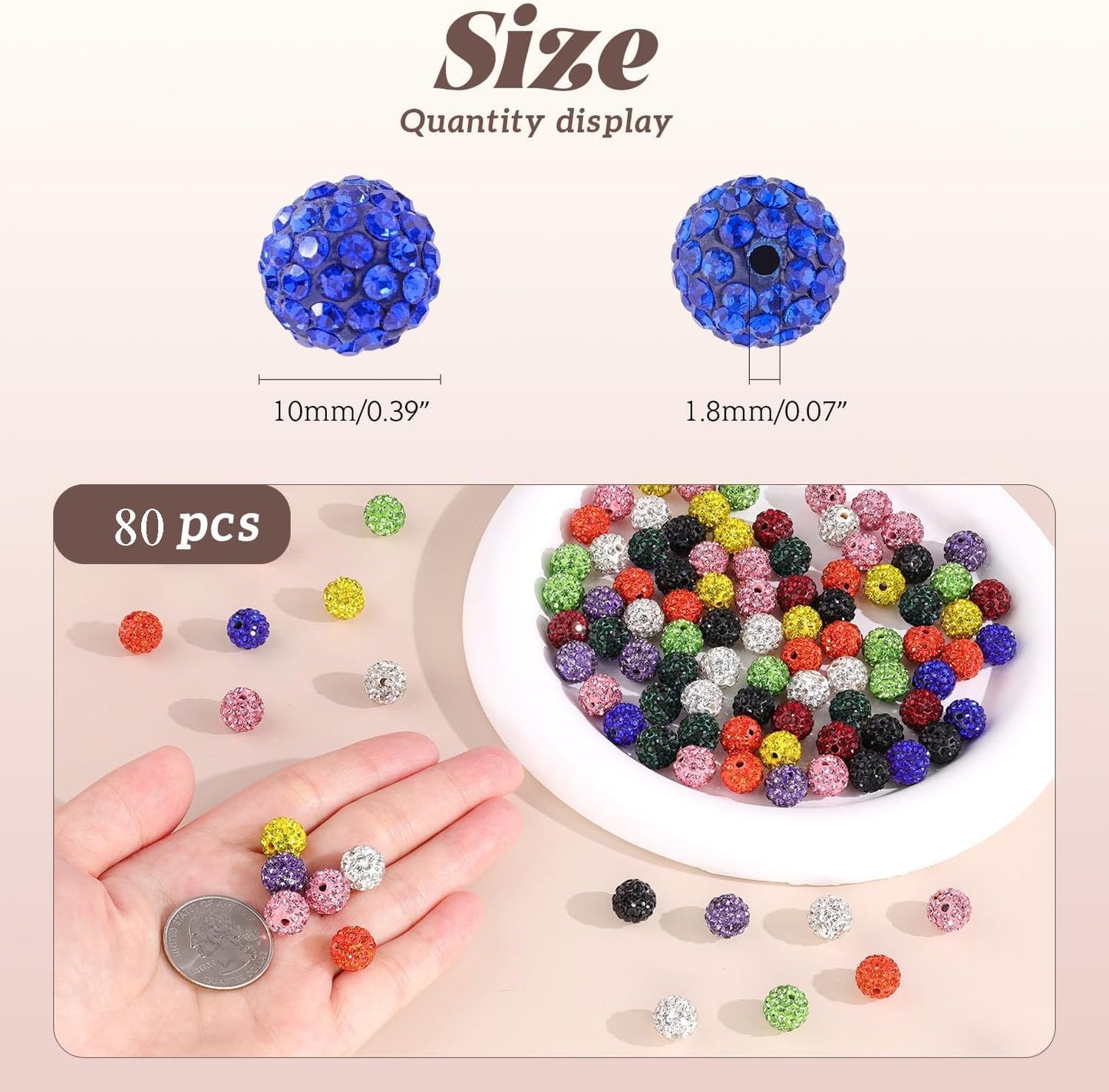 80pcs 10mm Olivine Rhinestone Beads for Jewelry Making, Shiny Round Shamballa Clay Christmas for Bracelet Baseball Necklace Earring and DIY Decoration Crafting