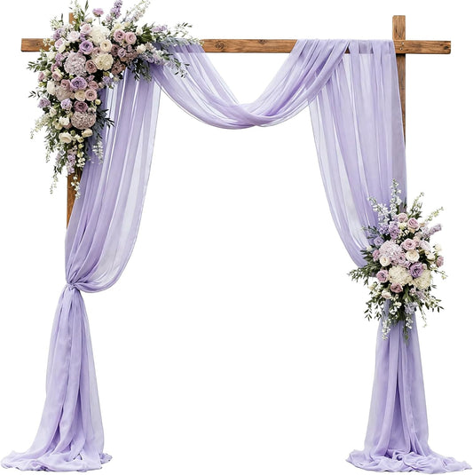 Wedding Arch Draping Fabric 29" x 18 FT Lavender Sheer Chiffon Outdoor Curtain Drapes for Wedding Birthday Party Ceremony Decor(2 Panels, Lavender)