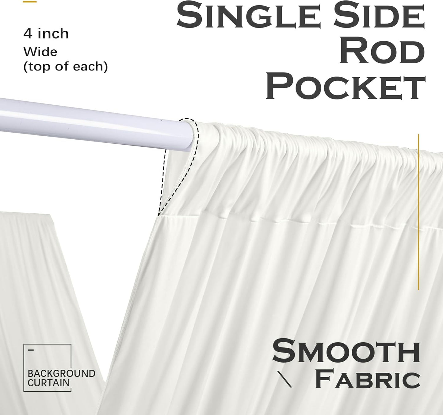 PartyVillage 2 Panels 5ftx30ft Ivory Ceiling Drapes for Wedding Parties – 30 FT Extra Long Thick Polyester Wrinkle-Free Drapery Tent Decor Decorations for Birthday Party Ceremony Stage Swag