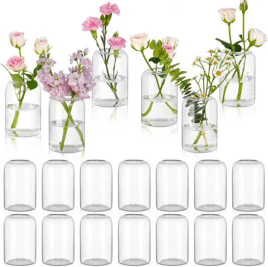 Small Glass Flower Vases, Set of 20 Clear Bud Vases for Centerpieces Mini Vase Bulk for Flowers for Wedding Birthday Party Housewarming Valentines' Day Table Centerpiece Decor