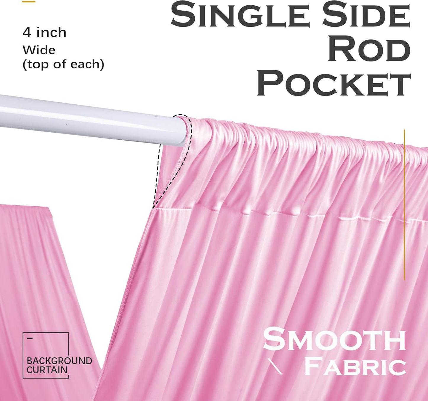 PartyVillage 2 Panels 5ftx30ft Baby Pink Ceiling Drapes for Wedding Parties – 30 FT Extra Long Thick Polyester Wrinkle-Free Drapery Tent Decor Decorations for Birthday Party Ceremony Stage Swag