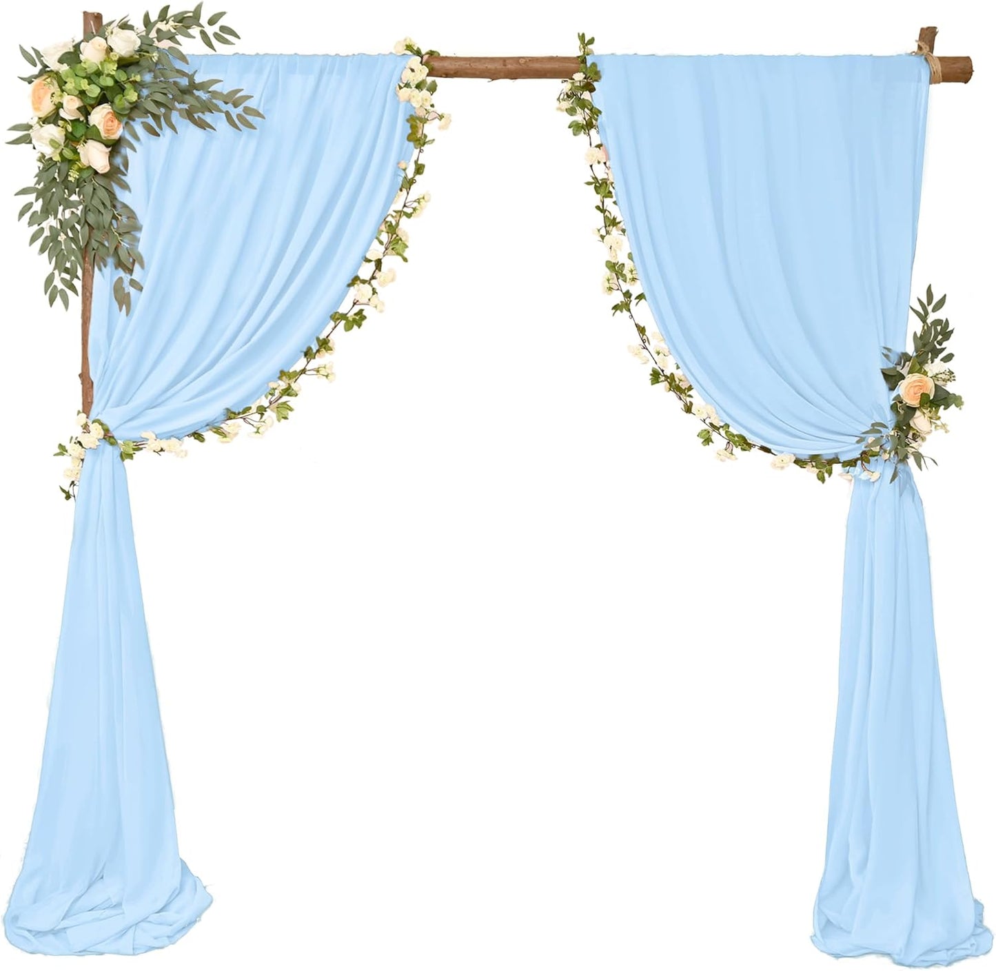 8 Panels Wedding Arch Draping Fabric 28"x20Ft Wedding Arch Drapes Chiffon Fabric Drape Sheer Backdrop Curtain for Nuptials Party Swag Ceremony Birthday Arbor Drapery Reception Ceiling Décor(Baby Blue)