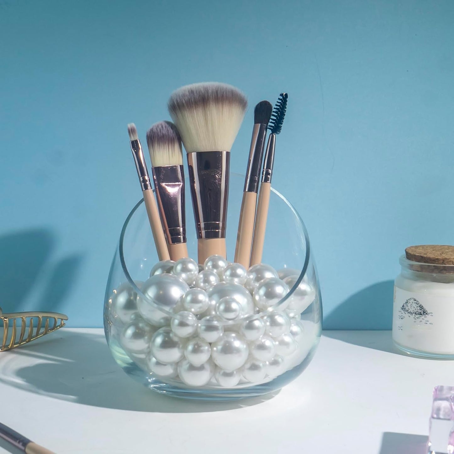 300Pcs White Polished No Hole Faux Pearl Beads for Vase Filling Decorations, Plastic Pearls Vase Fillers, Table Scatters, Wedding Centerpiece, Home Decor, 8/14/20 mm