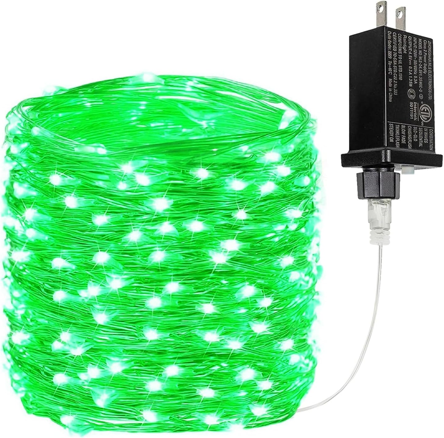 66Ft 200LED Fairy Lights Plug in, Waterproof String Lights Outdoor & Indoor 8 Modes with Timer, Christmas Light Bedroom Decor, Twinkle Light for Garden St. Patrick's Day Christmas Decorations (Green)
