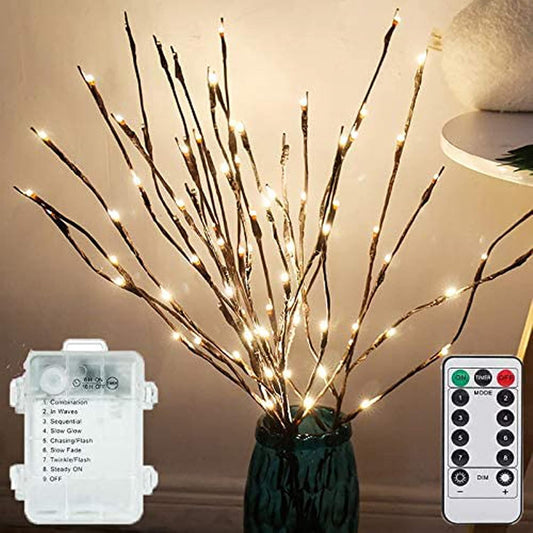 Lxcom Lighting LED Branch Lights 3 Pack 20 LEDs Decorative Branches Battery Operated with Timer Brown Willow Twig Lighted Branches Warm White Artificial Twig Lights for Home Party Wedding Decoration