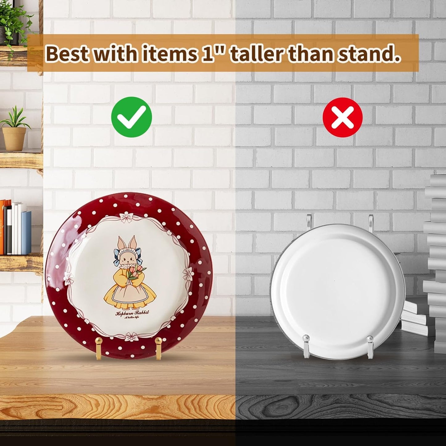 Plate Holder Easel Display Stand - 6 inch Metal Plate Stands for Display - Tabletop Picture Stand - Gold Iron Easels for Display Pictures | Photo Frames | Book | Decorative Plates | Plaque - 2 Pack