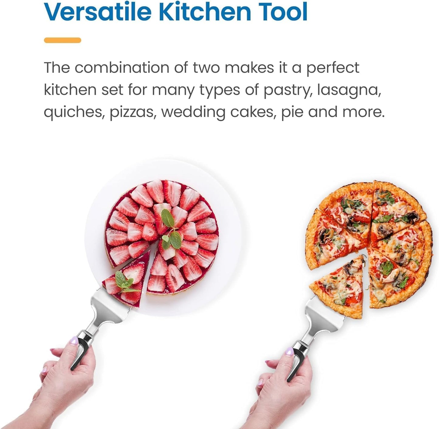 Cake Knife and Pie Server Set with Luxury Gift Box, Kitchen Essentials Cake Cutter Slicer - Serrated on Both Sides, For Right or Left Handed Use, Perfect Kitchen Set and Server for Cakes,Pie, Brownies