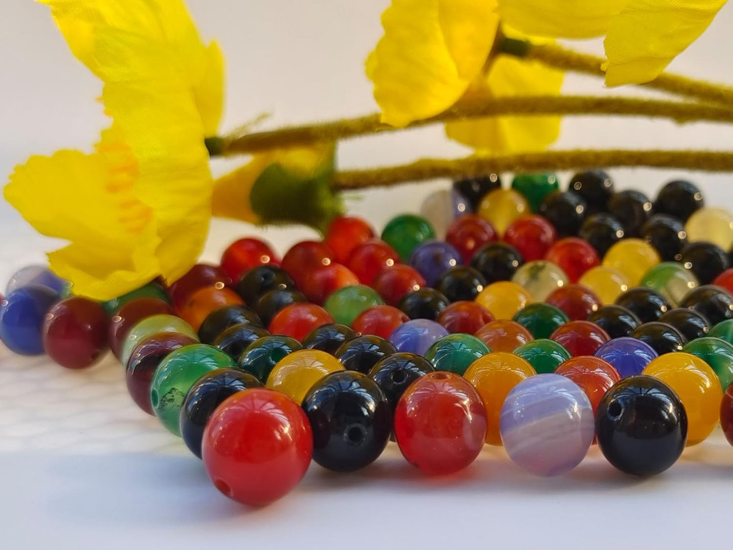 Stone Beads 8mm 100pcs Colorful Agate Beads Round Loose Gemstones Beads for Bracelet Necklace Jewelry Making (8mm, 60811 Colorful Agate)