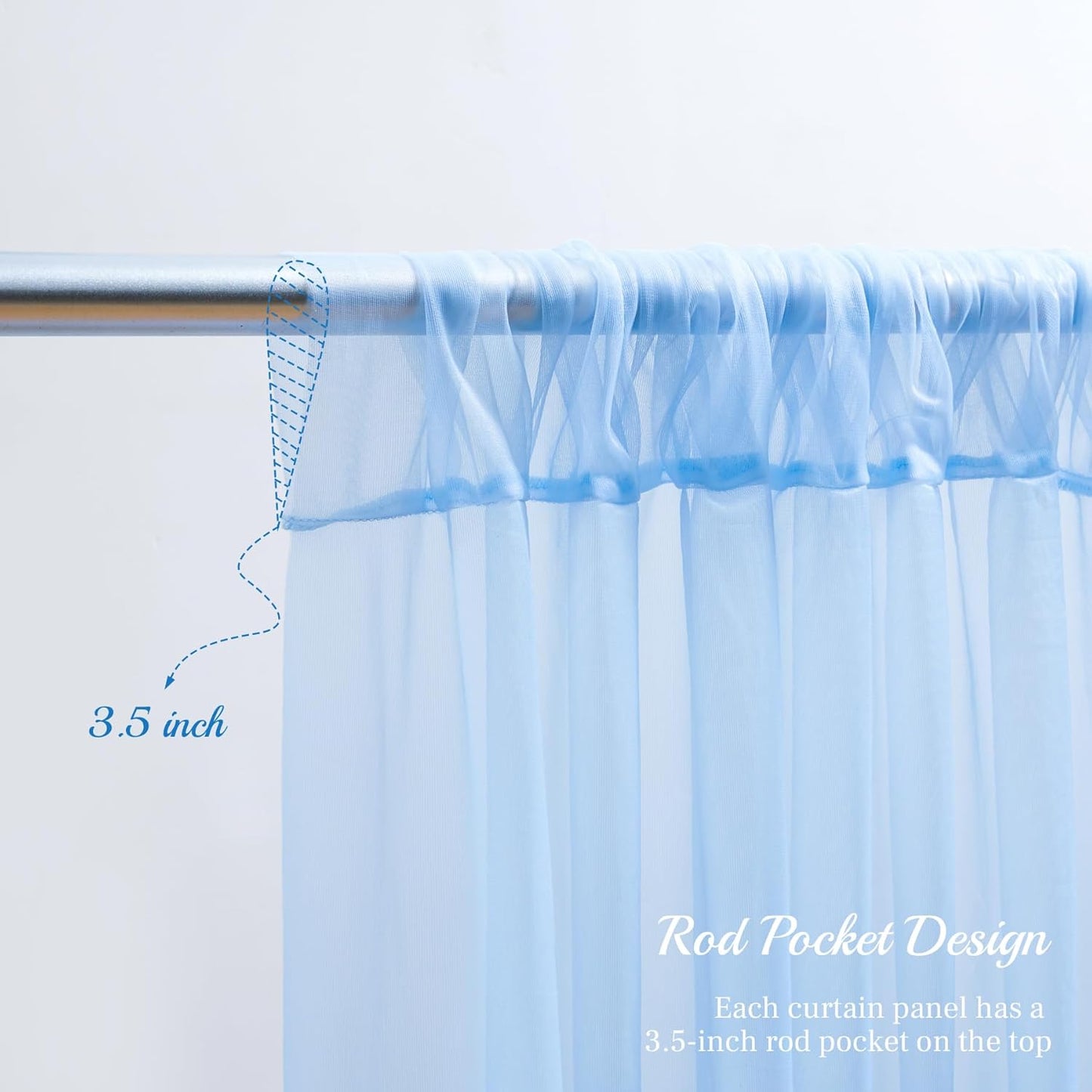 PARTISKY 20ft X 10ft Baby Blue Tulle Backdrop Curtain for Parites, Sheer Backdrop Curtains Fabric Drapes for Wedding Ceremony Arch Party Stage Decorations