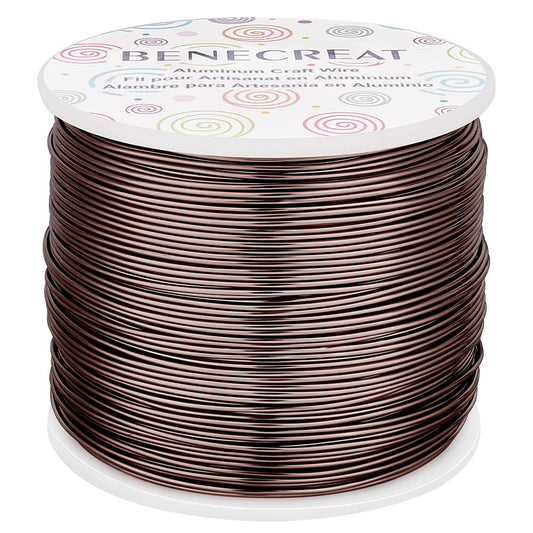 BENECREAT 9 12 15 18 20 Gauge Brown Aluminum Wire (18 Gauge,492 FT) Anodized Craft Making Beading Floral Colored Aluminum Craft Wire for Gem Wrapping, Jewelry Craft Making