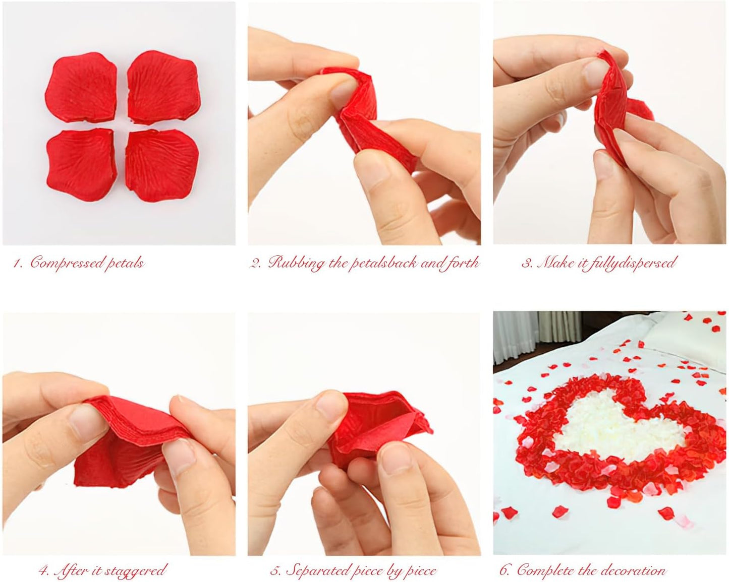 1000Pieces Rose Petals, Artificial Flower Petals Fake Rose Petals for Romantic Night,Wedding,Proposal Anniversary Flower Decorations (Big Red Dot Black)