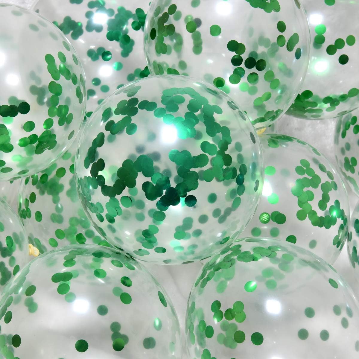 Green Confetti Balloons 12 inch, 50 Pcs Clear Balloon with Green Confetti for Graduation Birthday Wedding Baby Shower Christmas Party Decorations