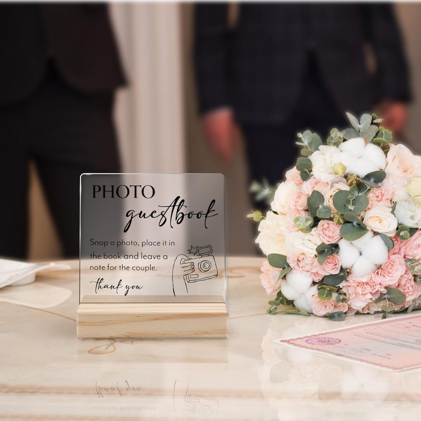 Photo Guest Book Sign, Wedding Decor, Acrylic Wedding Signs, Guest Book Signs forWedding, WeddingGuest Books SignAcrylic Plaque Sign with Wood Stand for WeddingDecorations for Reception