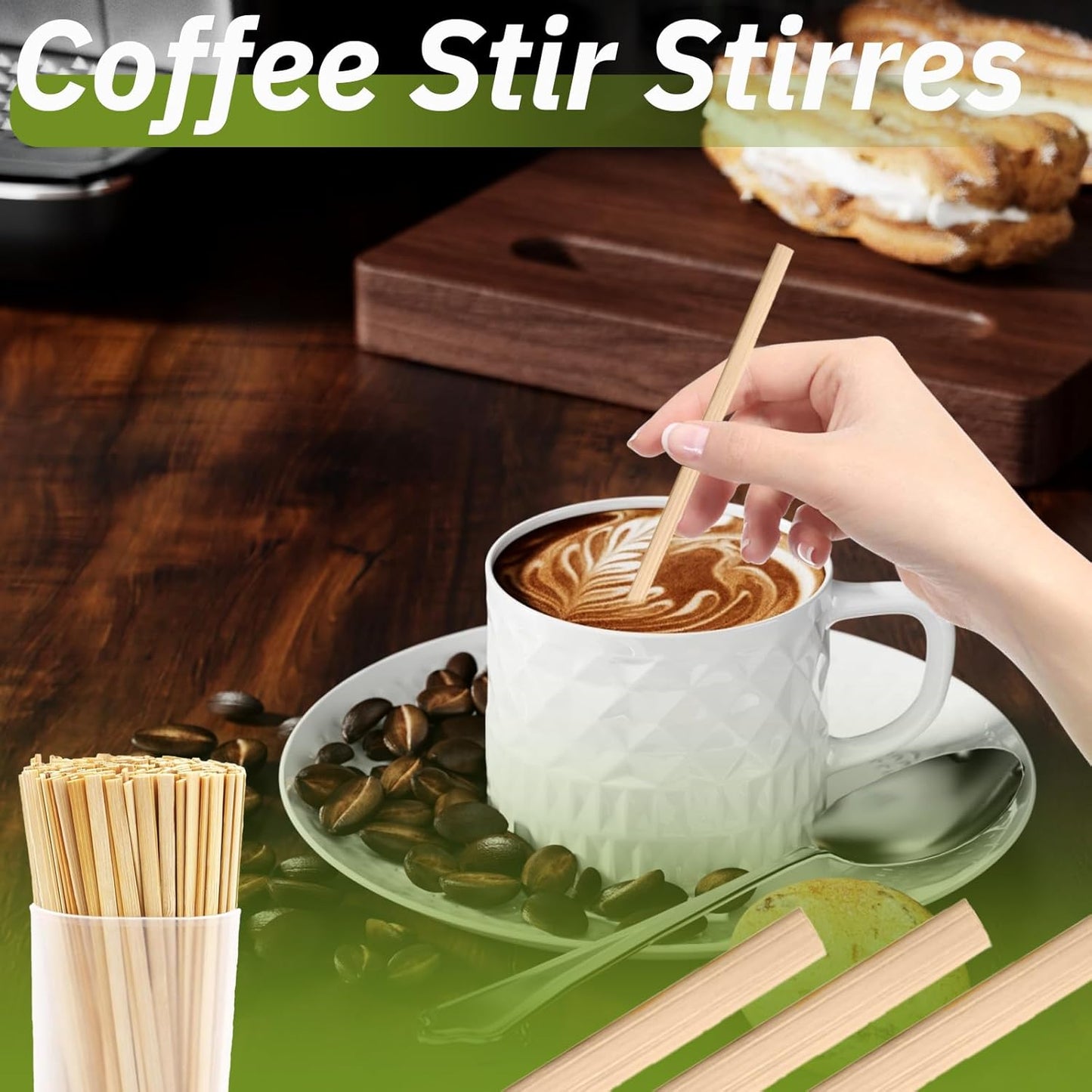 1000PCS Coffee Stirrers Bamboo Coffee Stir Sticks Disposable Hot Drink Beverage Stirring Swizzle Stir Sticks For Coffee Milk Juice Cocktail Chocolate For Party Bar 5.5 Inch Square
