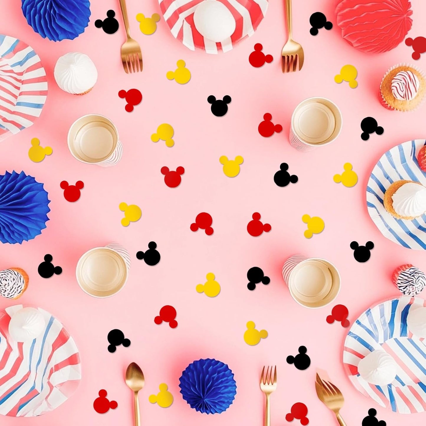 Mini Mouse Confetti Party Decorations – Red, Yellow, Black Foil Table Confetti for Kids Birthday Party Supplies, Baby Shower, Theme Events – Shiny Foil Material 2000 Pcs