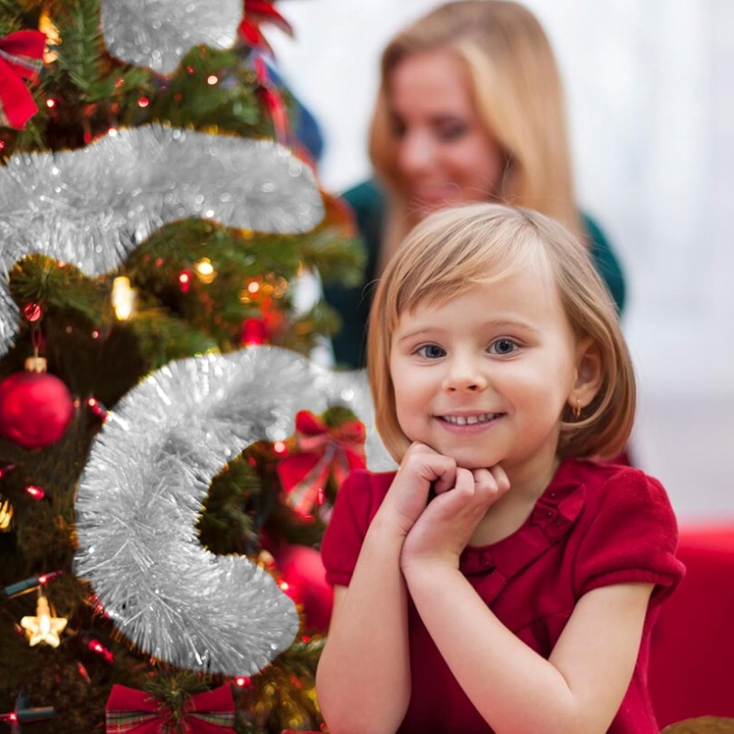 50 Feet Christmas Foil Fringe Banner Metallic Tassle Garland Metallic Backdrop Parade Floats Shiny Hanging Ceiling, Valentine's, Wedding, New Year Party Decorations(2" x 50', Silver)