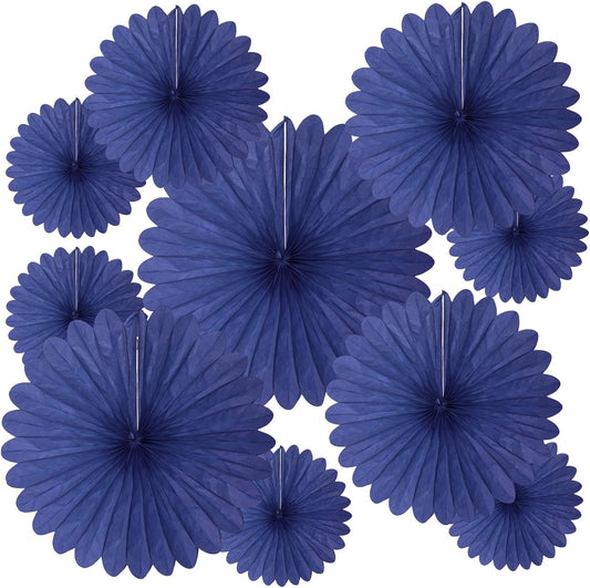 20 Pcs Blue Hanging Paper Fan, Round Paper Fans Decorations Set for Weddings, Birthdays, Engagement, Bridal Shower, Baby Shower Event, Graduation, Party Supplies Decor