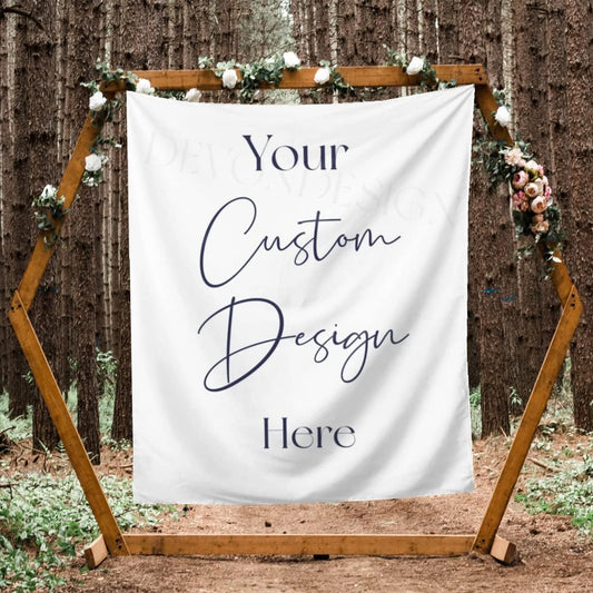 Custom Tapestry - Create Your Own Personalized Backdrop Wall Hanging Art - Upload Your Photo Text - Engagement & Wedding Banner