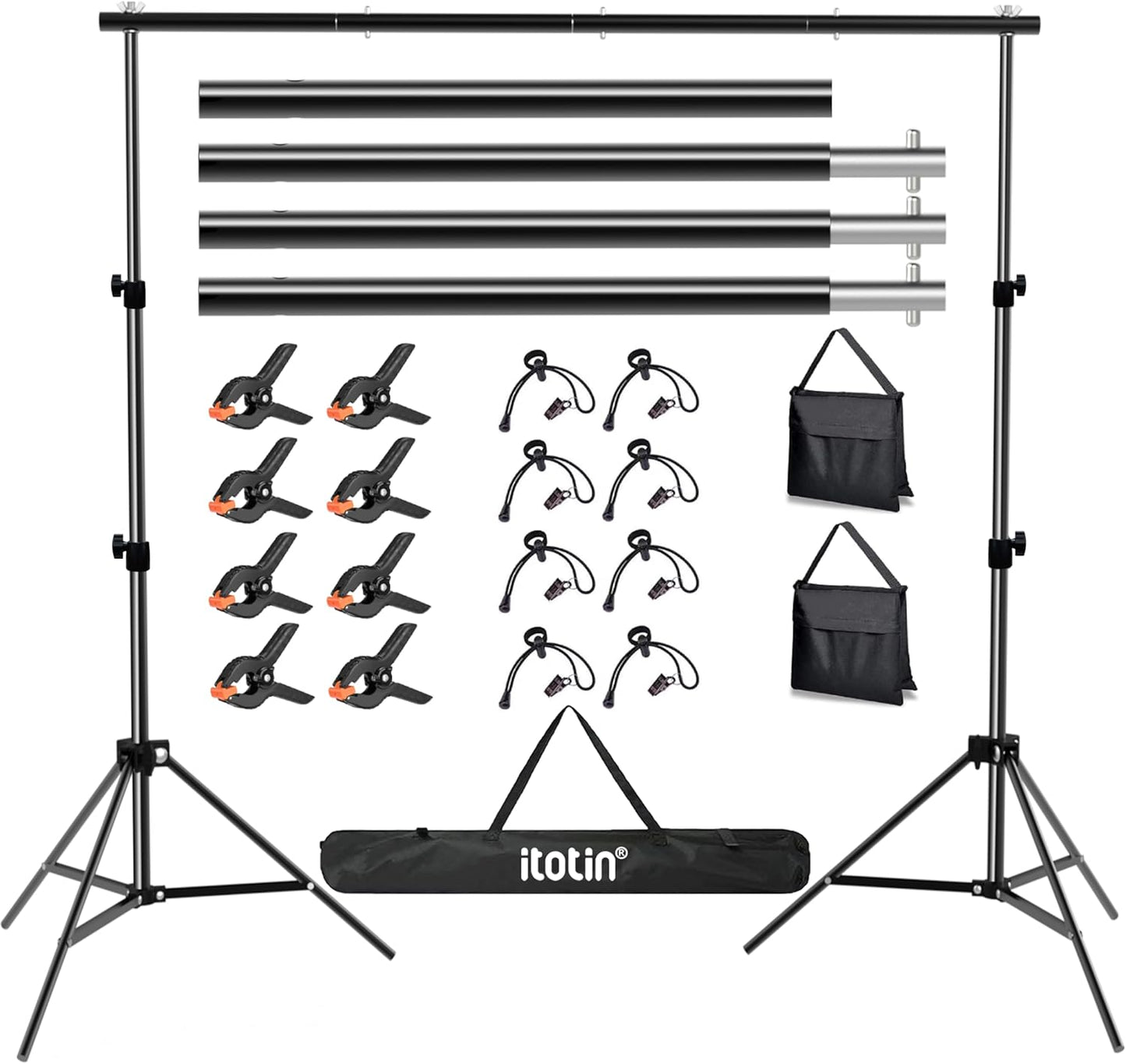 Photo Backdrop Stand for Photography 7ft x 10ft Background Stands for Photoshoot Support Kit with Carry Bag for Photo Studio Parties Events Decoration