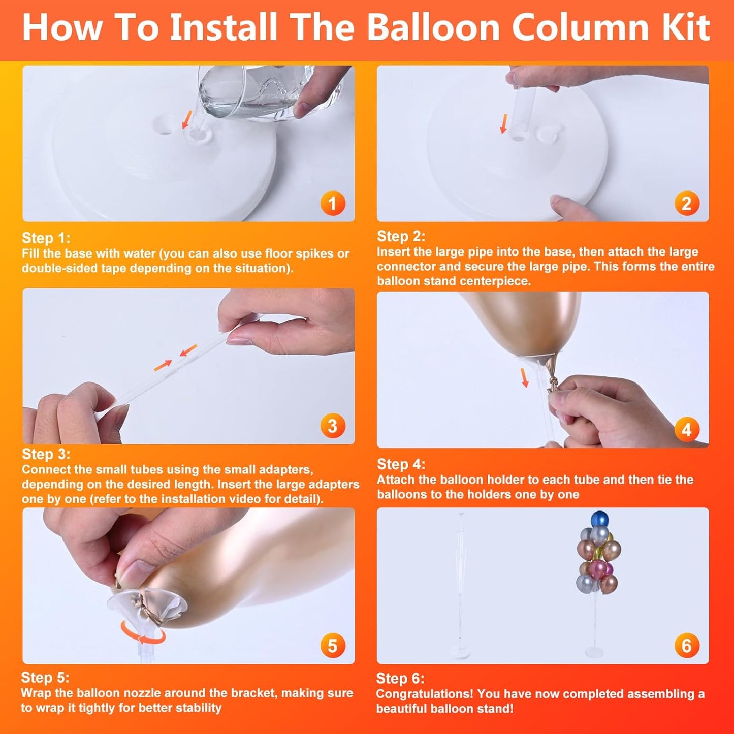 2 Sets of Balloon Stand Kit - 62in Balloon Stands with Base, Balloon Sticks, Decorations for Party Birthday Wedding Baby Shower Gender Reveal Graduation