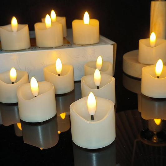 24 Pack Battery Operated Votive Candles 1.5 x 1.67 inches Flameless Votive Tealights Black Wick Tea Lights LED Electric Fake Candles Realistic for Wedding Christmas Thanksgiving Party Decoration