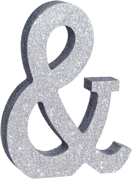 TONIFUL 8 Inch Silver Glitter & Table Centerpiece A-Z Silver Birthday Party Decorations,Silver & for Birthday,Chrismas,Graduation,Bridal Shower,Wedding,Anniversary Party Supplies