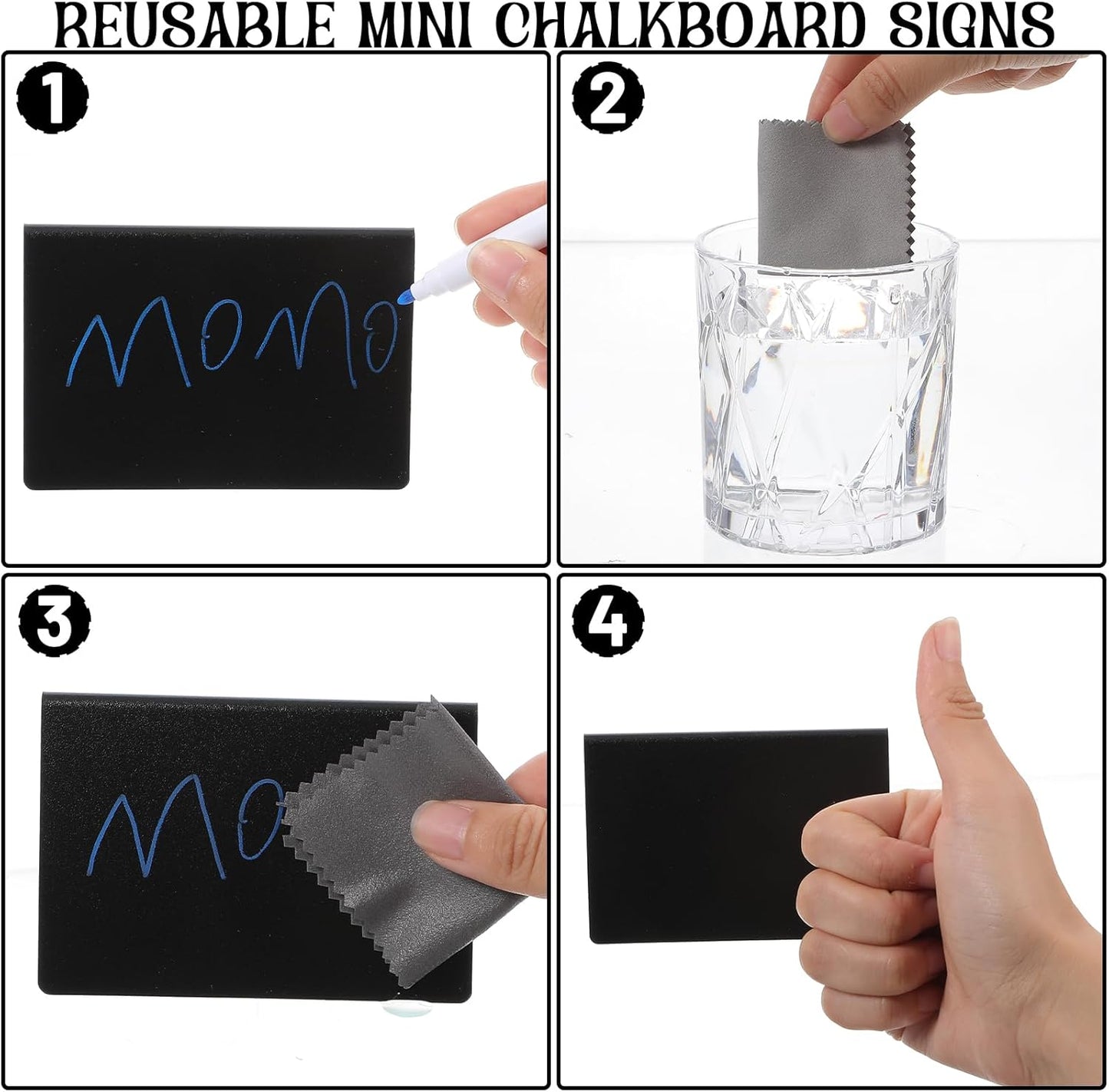 40 Pcs Food Labels for Party Buffet, 3 x 4 Inches Mini Chalkboard Signs, Food Tags Labels for Party Supplies, Small Chalk Board Signs, Catering Supplies Buffet Display, Easy to Write and Wipe