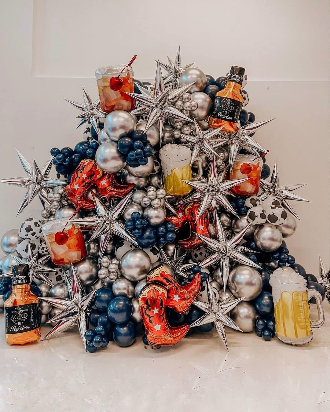 3pcs 26inch 3D Explosion Star foil balloon, Silver Foil Cone Star burst Balloons for Birthday Wedding New Year Party Event