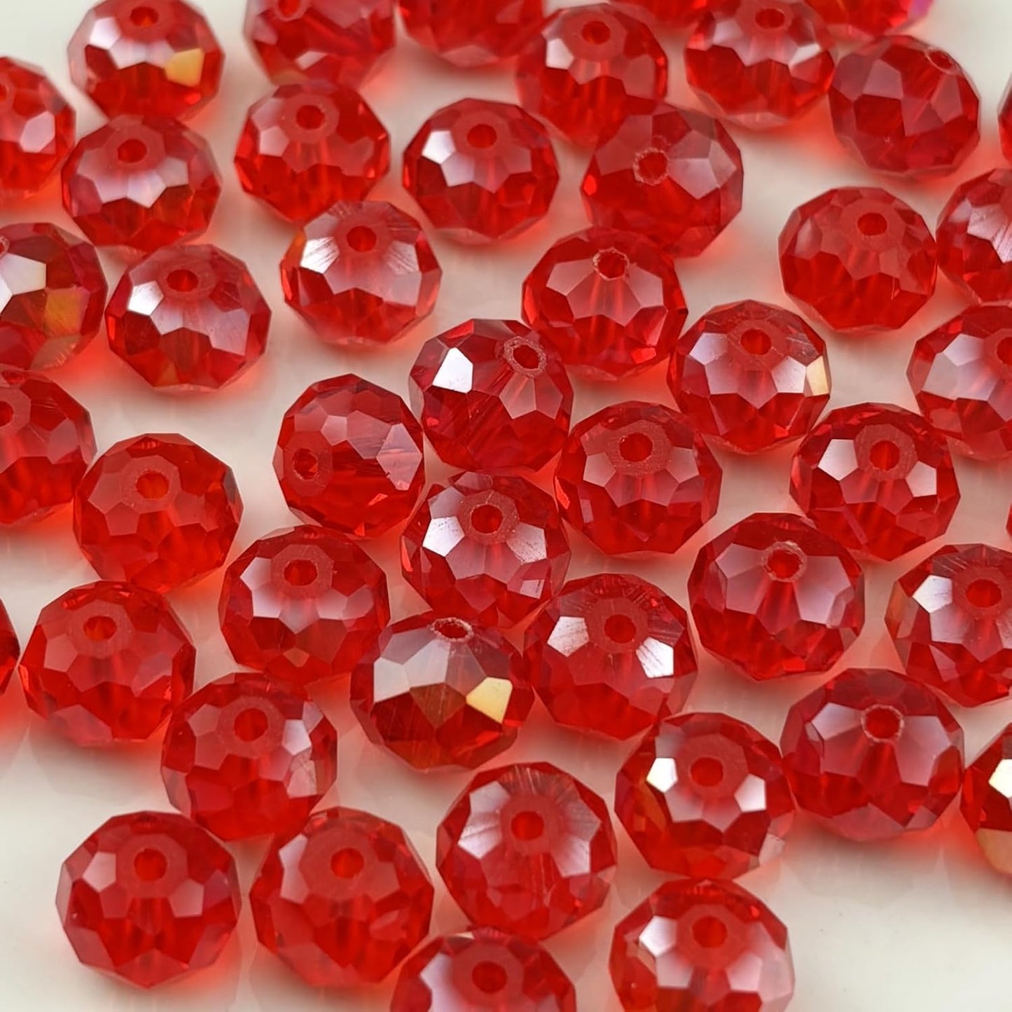 400pcs 4mm Crystal Glass Beads for Crafts Faceted Rondelle Glass Beads for Jewelry Making Crystal Spacer Beads for Necklaces Bracelets Earrings DIY Craft(Red AB)