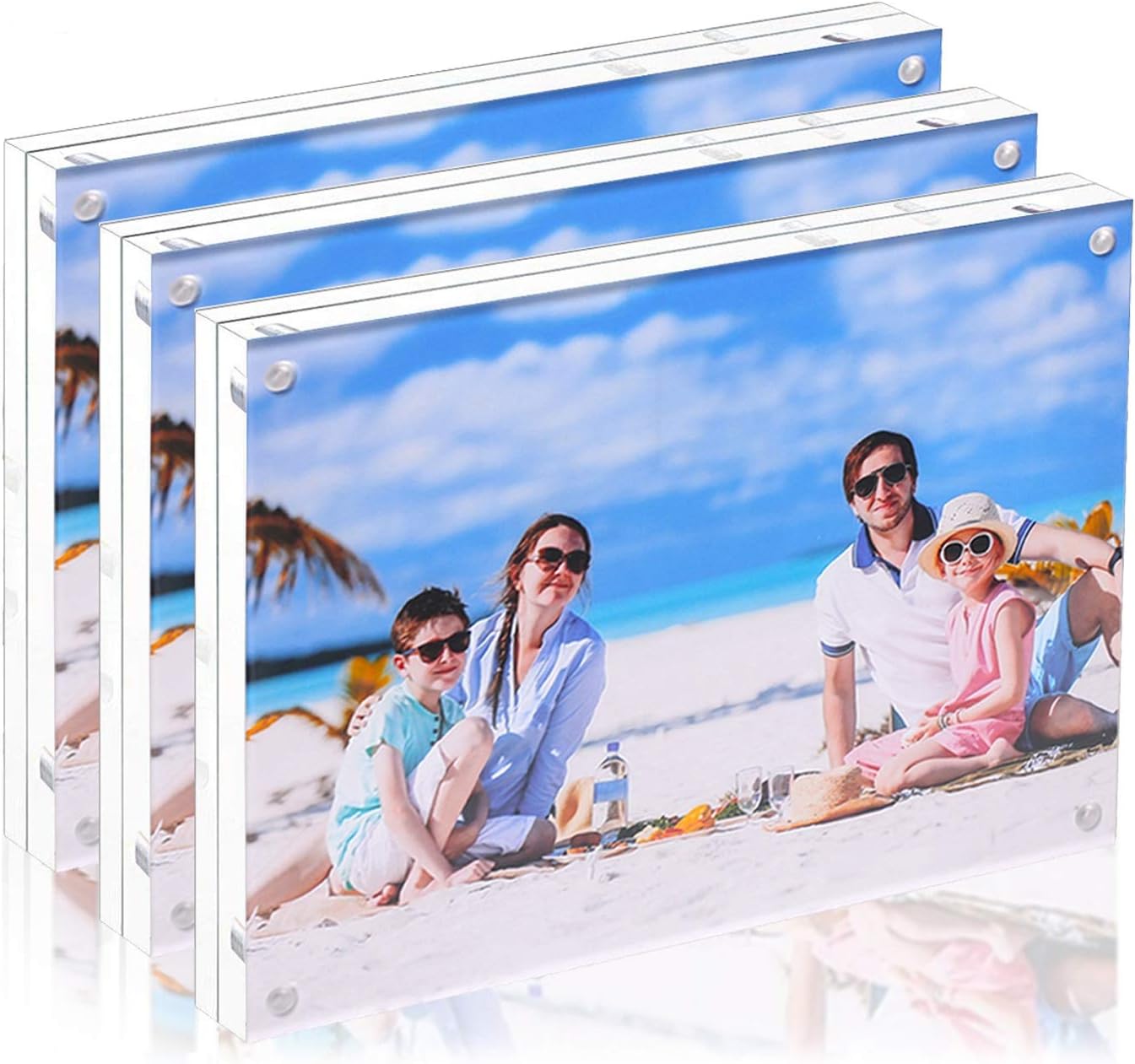 3 Pack 8x10 Acrylic Photo Frame, Clear Double Sided Magnetic Picture Frame 10mm Desktop Display with Stand- Free Soft Microfiber
