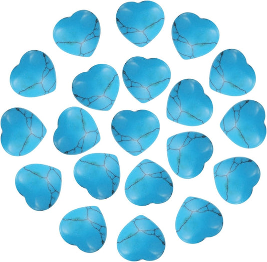 PATIKIL 20 Pcs Natural Heart Shaped Crystal Stone, 0.6 Inch Mini Polished Love Gemstone Crystal, Pocket Rock Engraved Worry Stones for Women Gifts Meditation, Cyan Blue