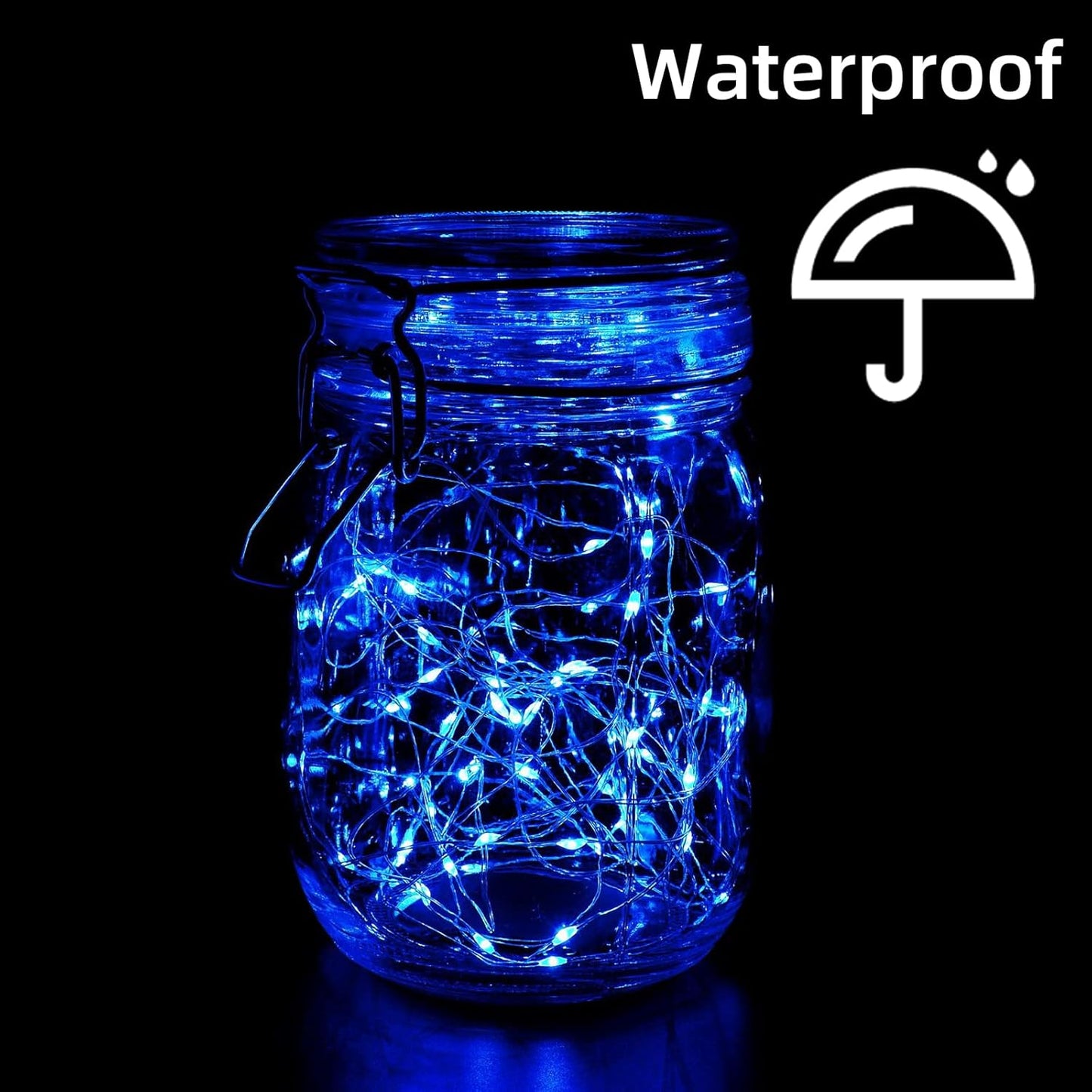 LAMPHOME 20 Pack Fairy Lights Battery Operated - 7ft 20 LED Lights Copper Wire Mini String Light Firefly Light for Mason Jars DIY Crafts Christmas Wedding Party Centerpiece Table Decor,Blue