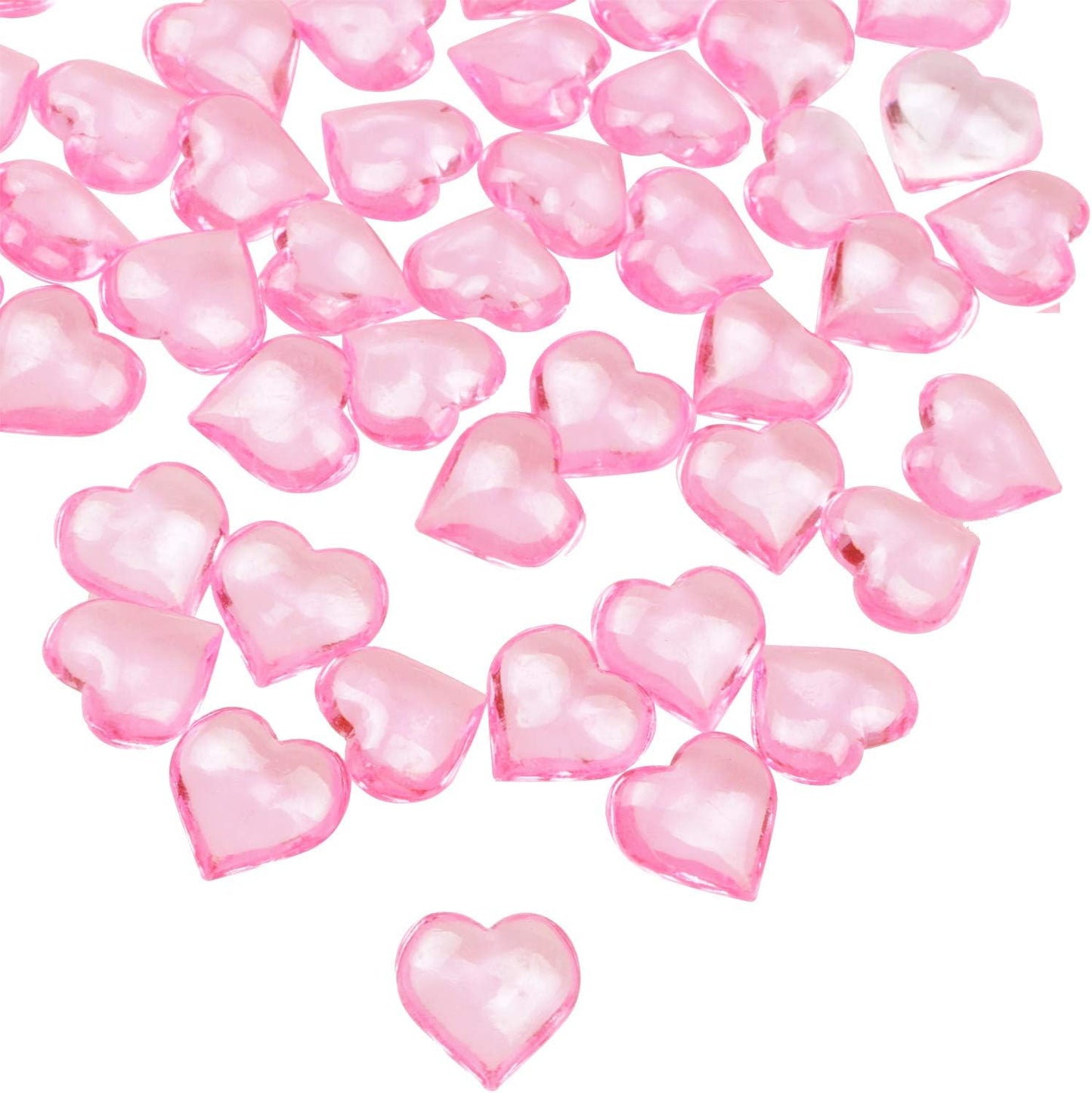 Fangoo 110 Pieces Pink Acrylic Heart Flat Back Heart Gems for Valentine's Day Decorations, Vase Filler, Table Scatter Decoration, Wedding Decorations,Home Decorations(Pink, 8OZ)