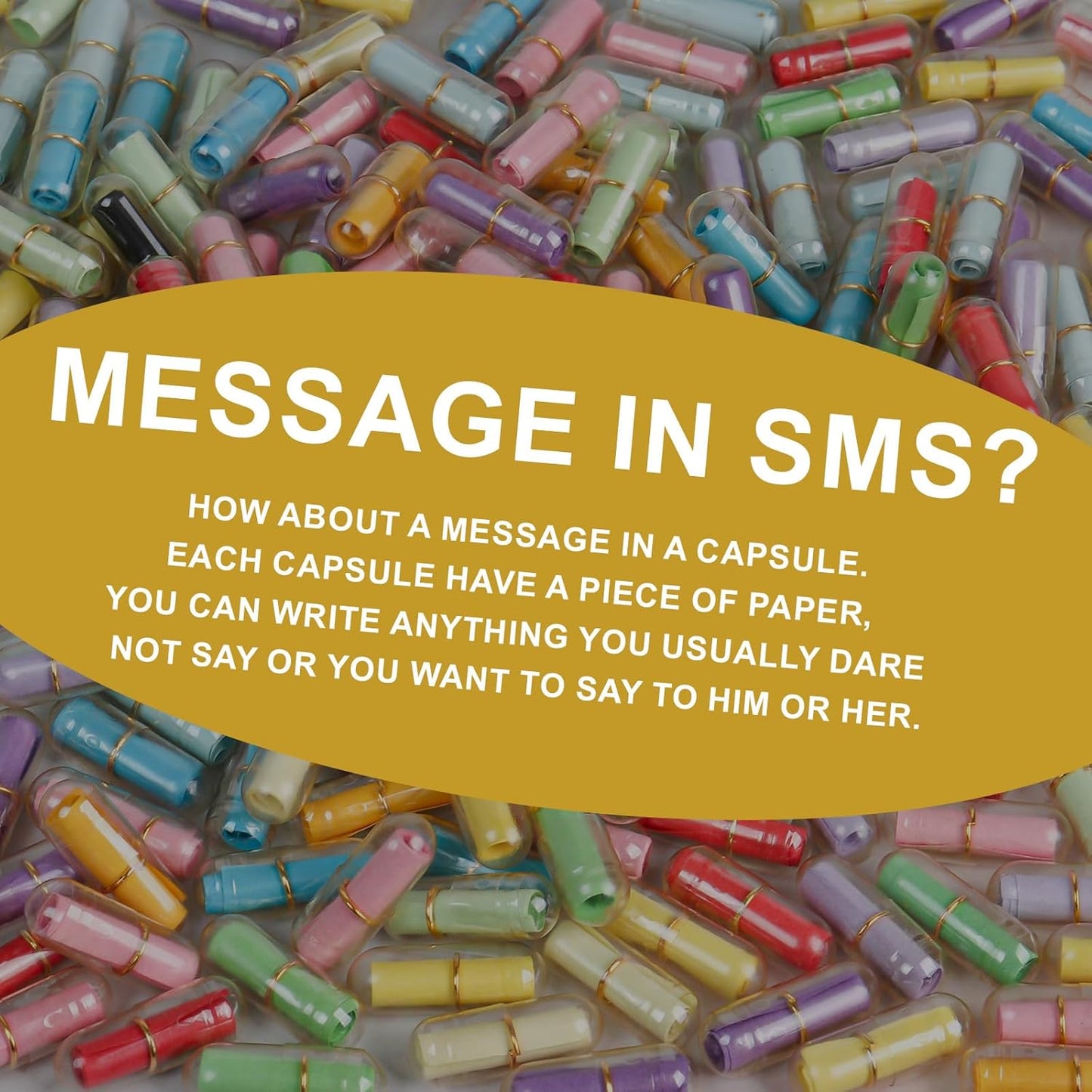 Capsule Letters Message in a Glass Bottle，Message Pills Love Letter Gift for Boyfriend Girlfriend Wife Friend Birthday Christmas Anniversary Valentine Day. (55PCS in a Bottle)