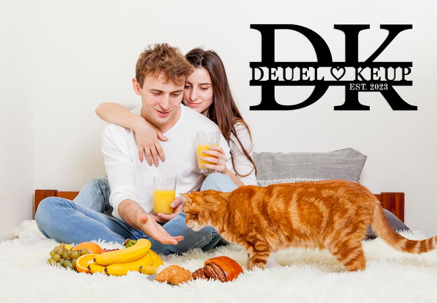 TNATUR Personalized Metal Sign - Custom Last Name Monogram - Split Letter - Family Door Hanger - Outdoor Wedding Gift - 12inch x 5.78inch Steel Sign